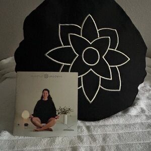 Black and White Embroidered Accent Pillow